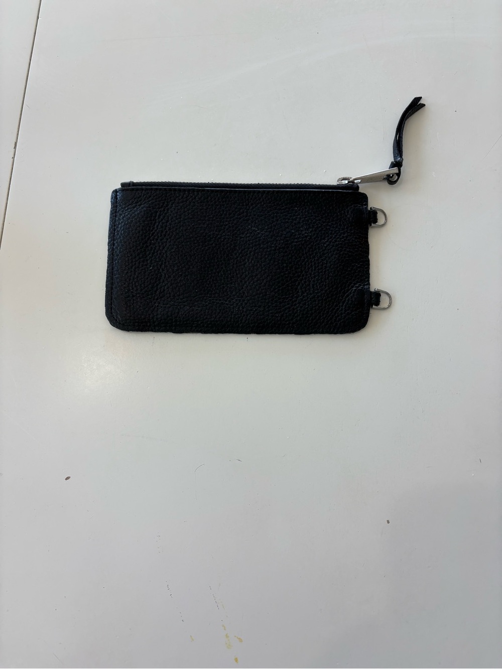 Bandolier Black Pebbled Leather Zip Wristlet with Gold Logo - Picture 2 of 7